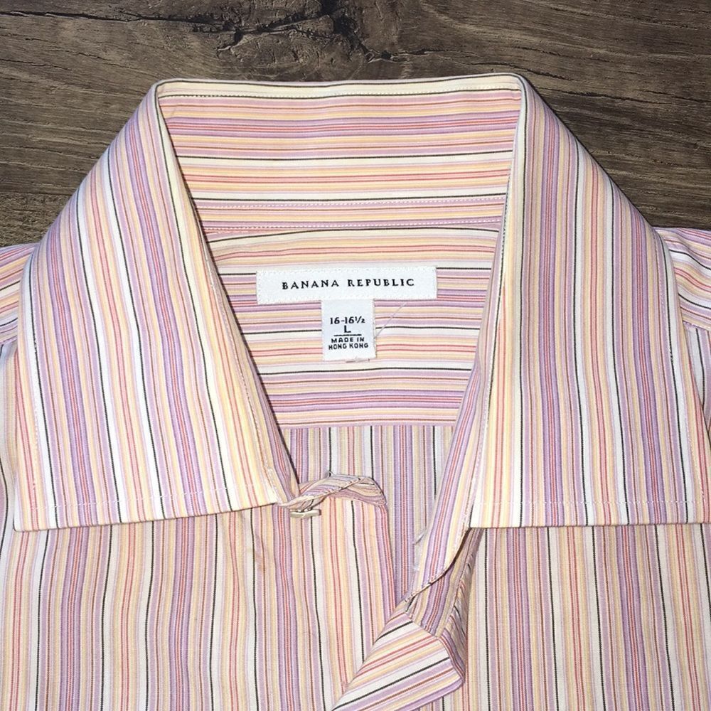 Rainbow Stripe Banana Republic Party LS shirt L